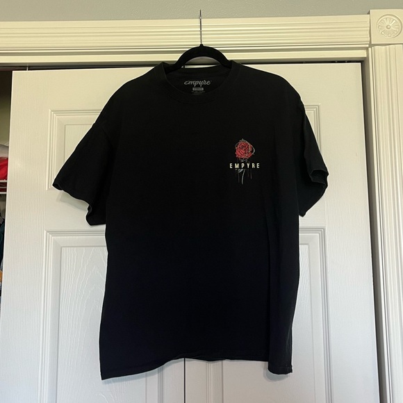 Empyre Black Tee with Red Rose Design - Picture 3 of 4
